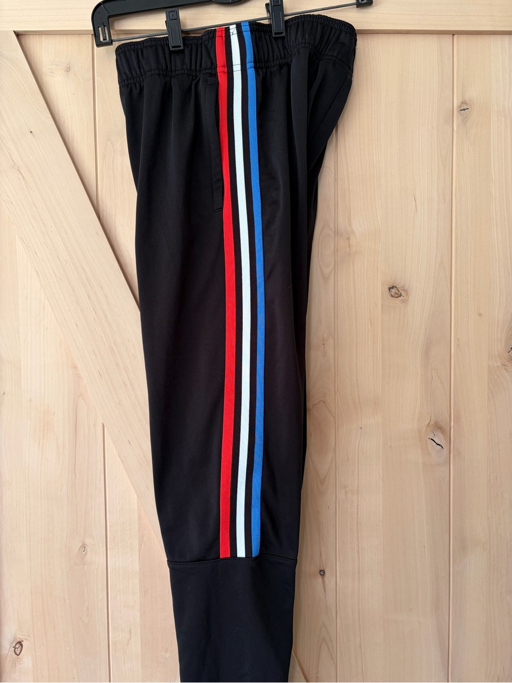 Kids athleisure adida Black Sweatpants with Red, Light Blue and Navy Side Stripe